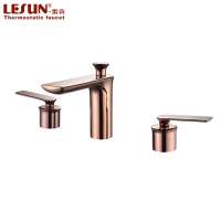 LESUN Commercial rose gold polished 304 deck mounted 3-hole wash face basin bathtub faucet