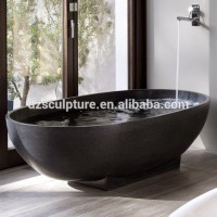 Hand-made natural black marble freestanding bathtub